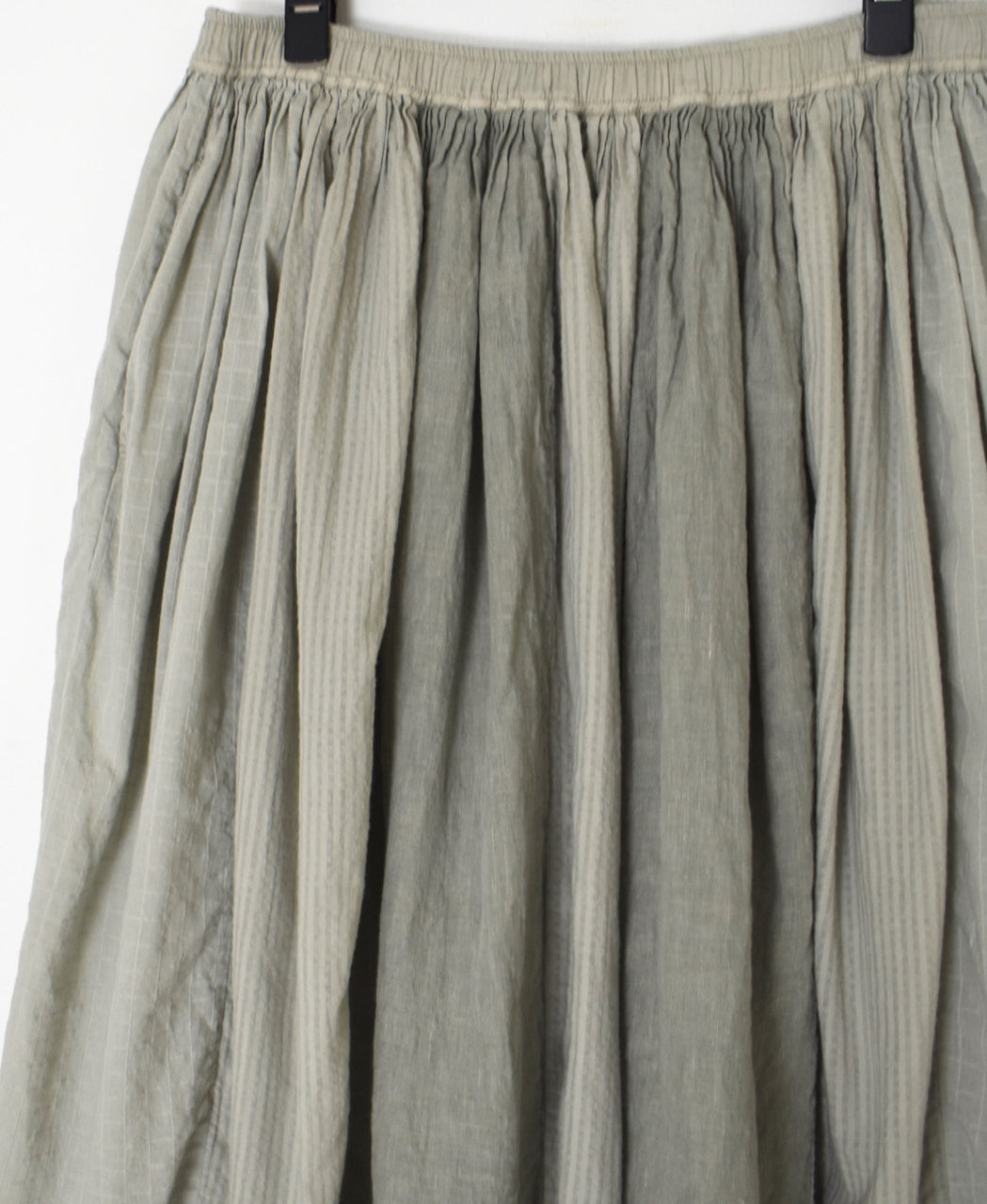 NMDS26265D 80s ORGANIC COTTON/80s LINEN PATCHWORK OVERDYE RAJASTHAN TUCK GATHERED SKIRT