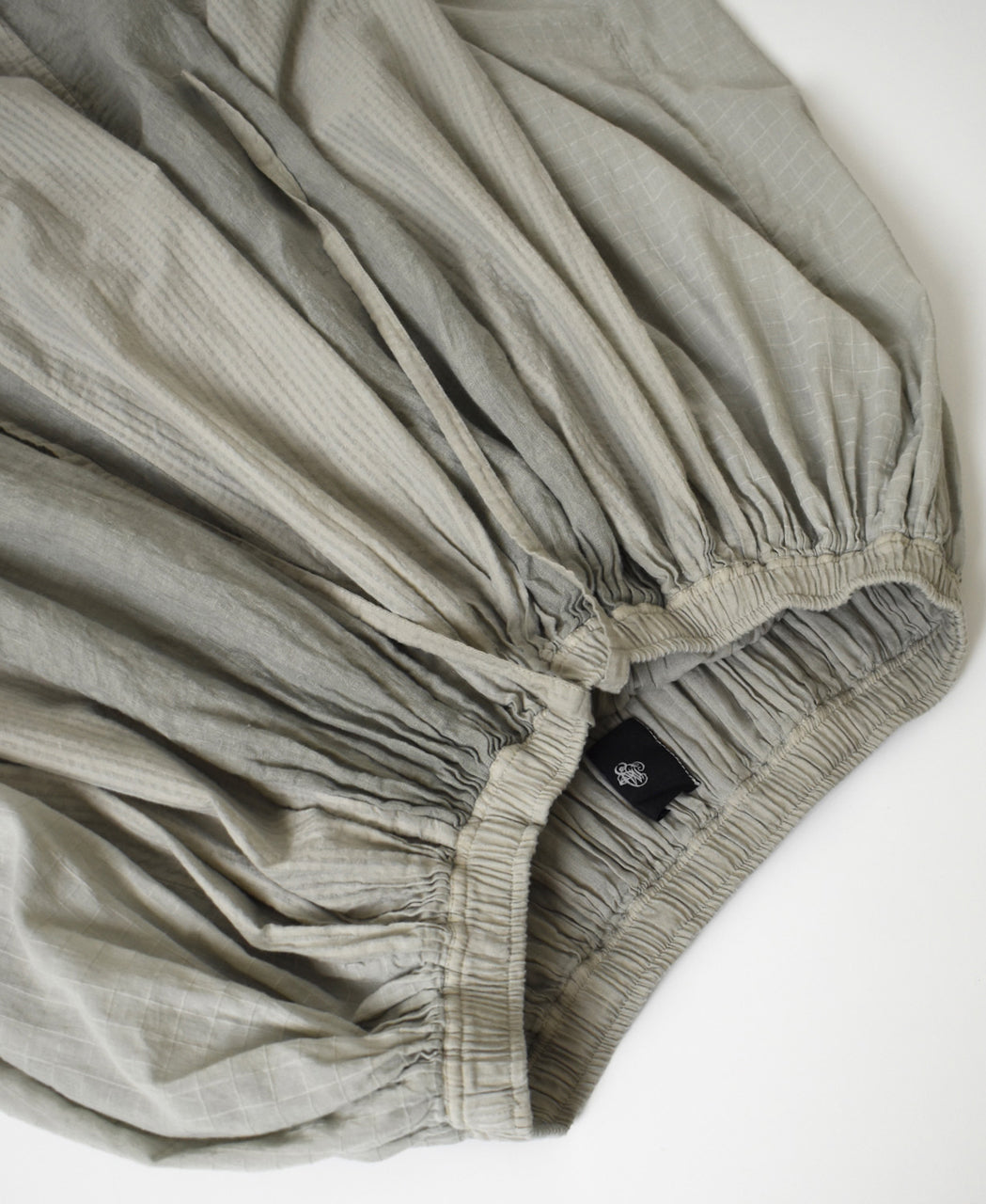 NMDS26265D 80s ORGANIC COTTON/80s LINEN PATCHWORK OVERDYE RAJASTHAN TUCK GATHERED SKIRT