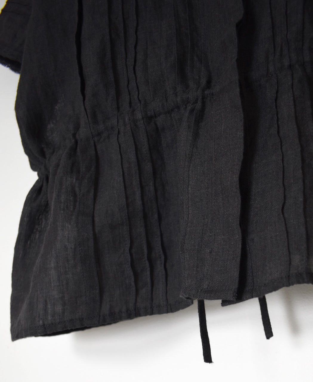 NMDS26271 80s POWER LOOM LINEN PLAIN LACE PINTUCK HALF/SLEEVE 2WAY SHIRT