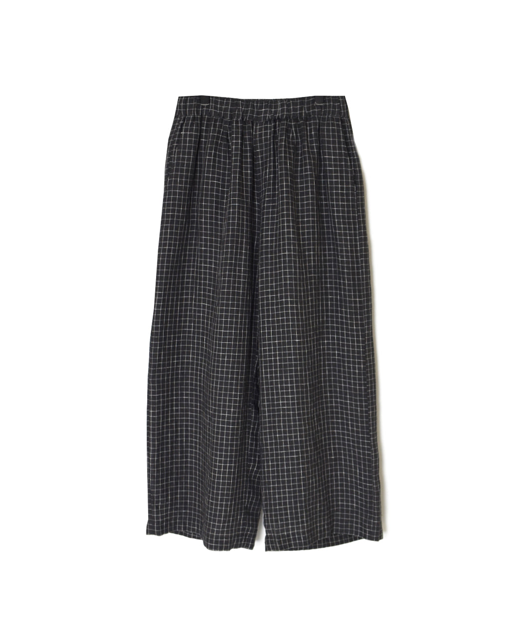 NMDS26285 80s POWER LOOM LINEN CHECK WIDE PANTS