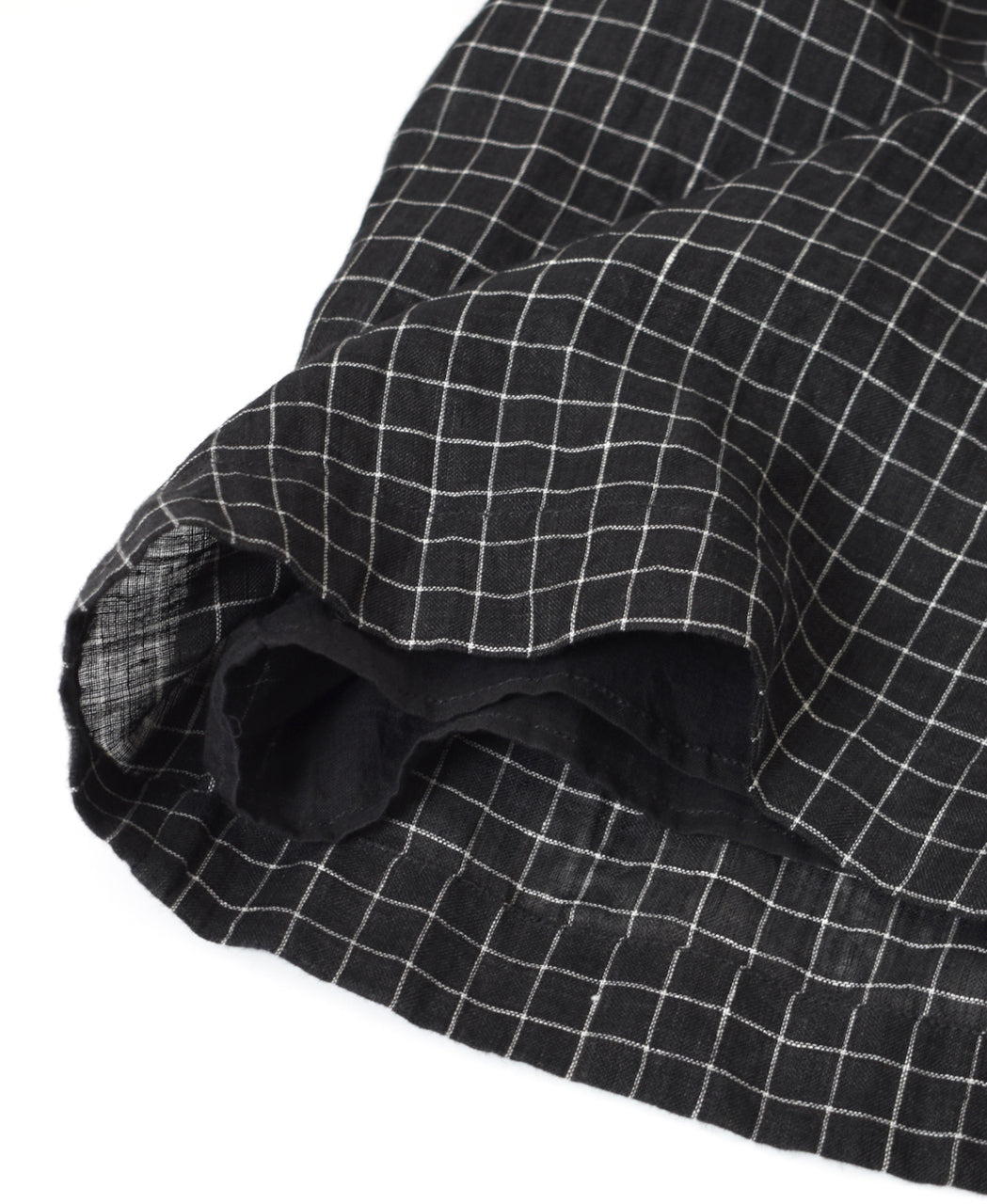 NMDS26285 80s POWER LOOM LINEN CHECK WIDE PANTS