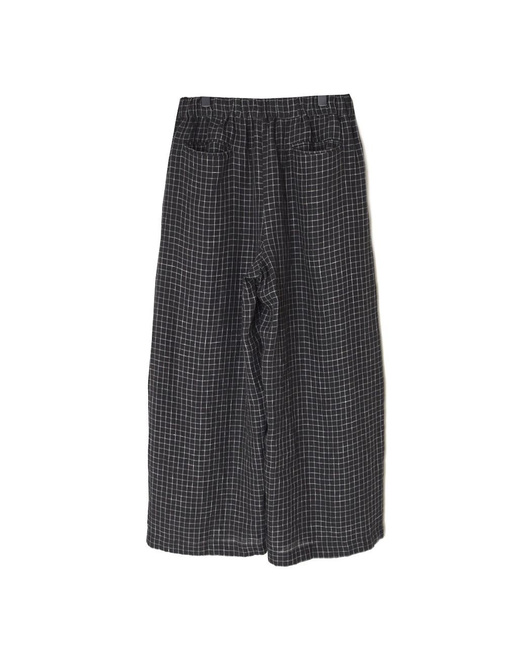 NMDS26285 80s POWER LOOM LINEN CHECK WIDE PANTS