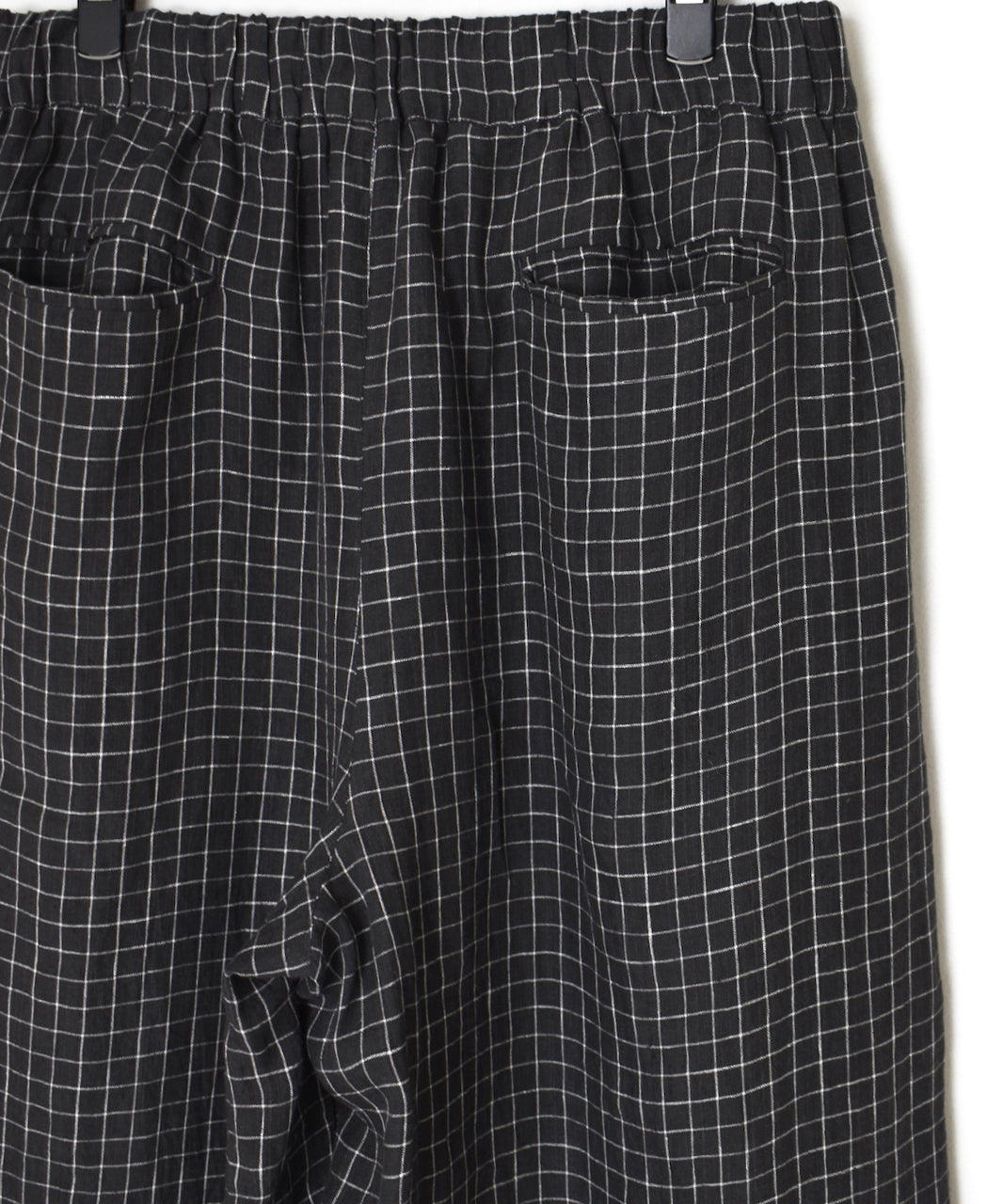 NMDS26285 80s POWER LOOM LINEN CHECK WIDE PANTS