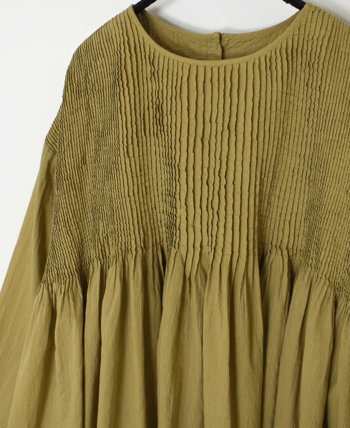 NMDS26511D 80s ORGANIC VOILE STRIPE (OVERDYE) CREW-NECK 3/4 SL SHIRT WITH MINI PINTUCK
