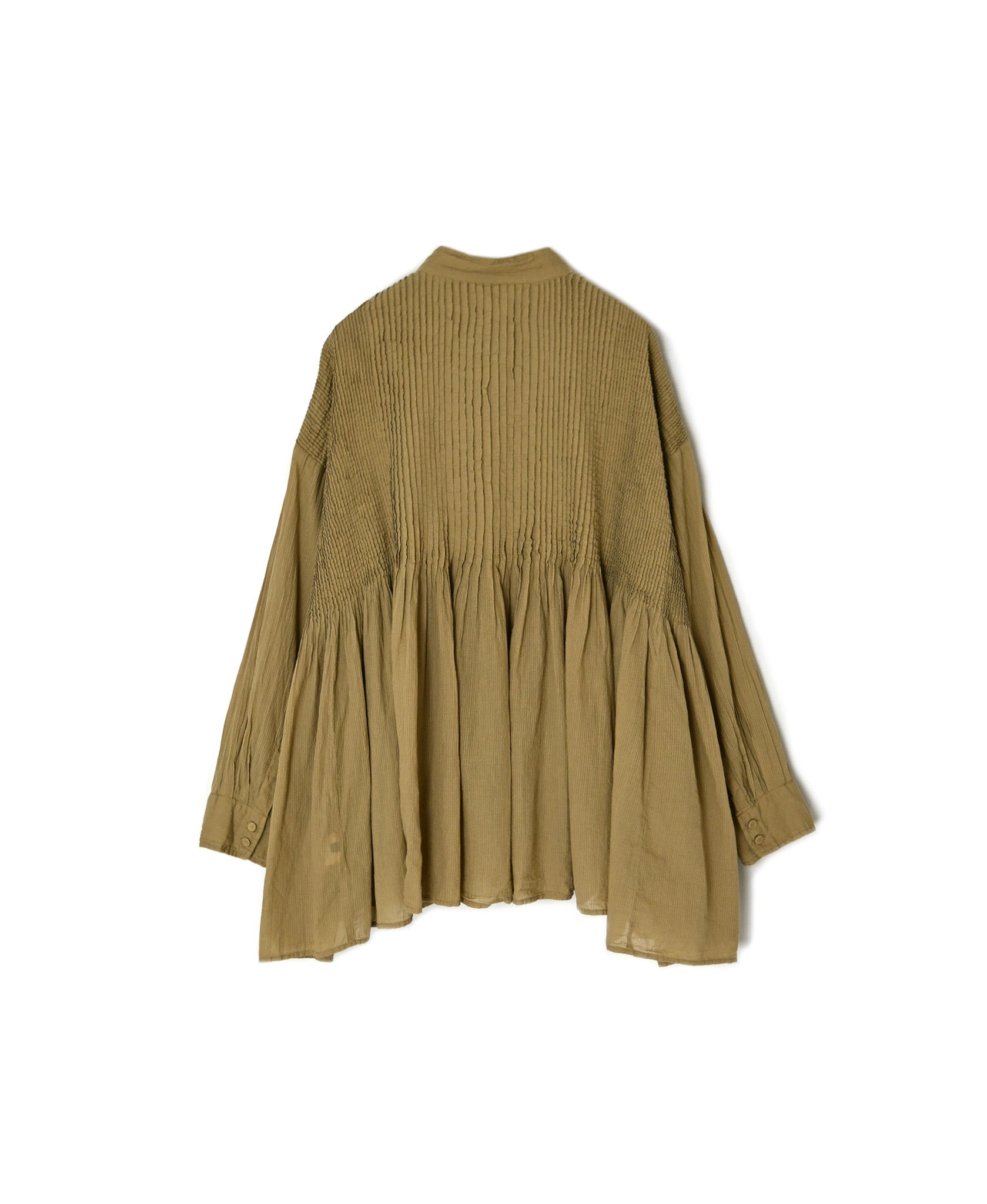 NMDS26512D 80s ORGANIC VOILE STRIPE (OVERDYE) MINI PINTUCK BANDED SHIRT