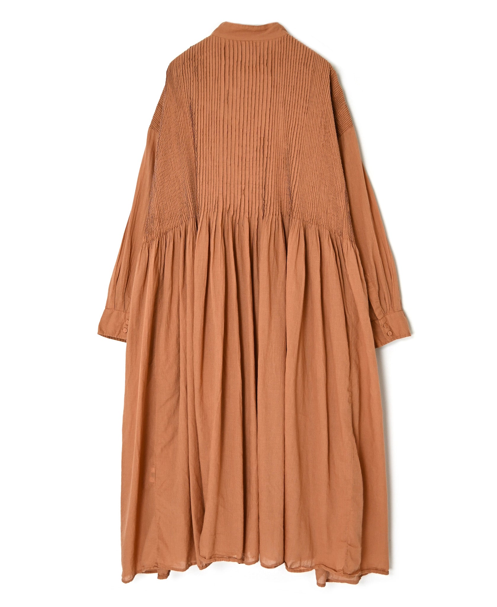 NMDS26514D 80s ORGANIC VOILE STRIPE (OVERDYE) BANDED SHIRT DRESS WITH MINI PINTUCK