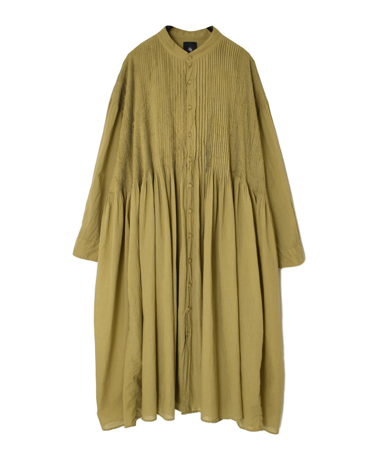 NMDS26514D 80s ORGANIC VOILE STRIPE (OVERDYE) BANDED SHIRT DRESS WITH MINI PINTUCK
