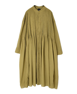 NMDS26514D 80s ORGANIC VOILE STRIPE (OVERDYE) BANDED SHIRT DRESS WITH MINI PINTUCK