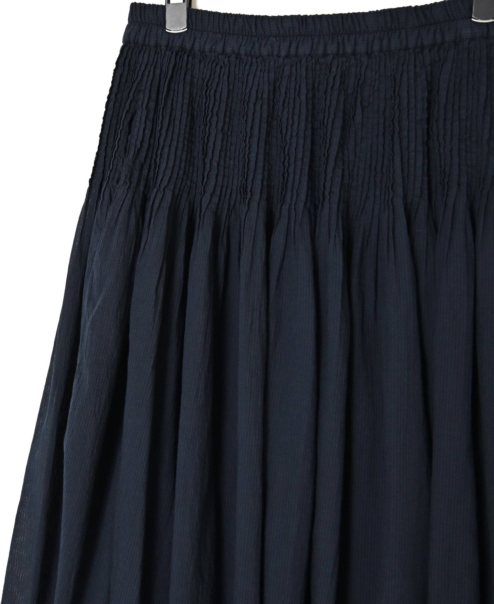NMDS26515D 80s ORGANIC VOILE STRIPE (OVERDYE) MINI PINTUCK FLARED SKIRT