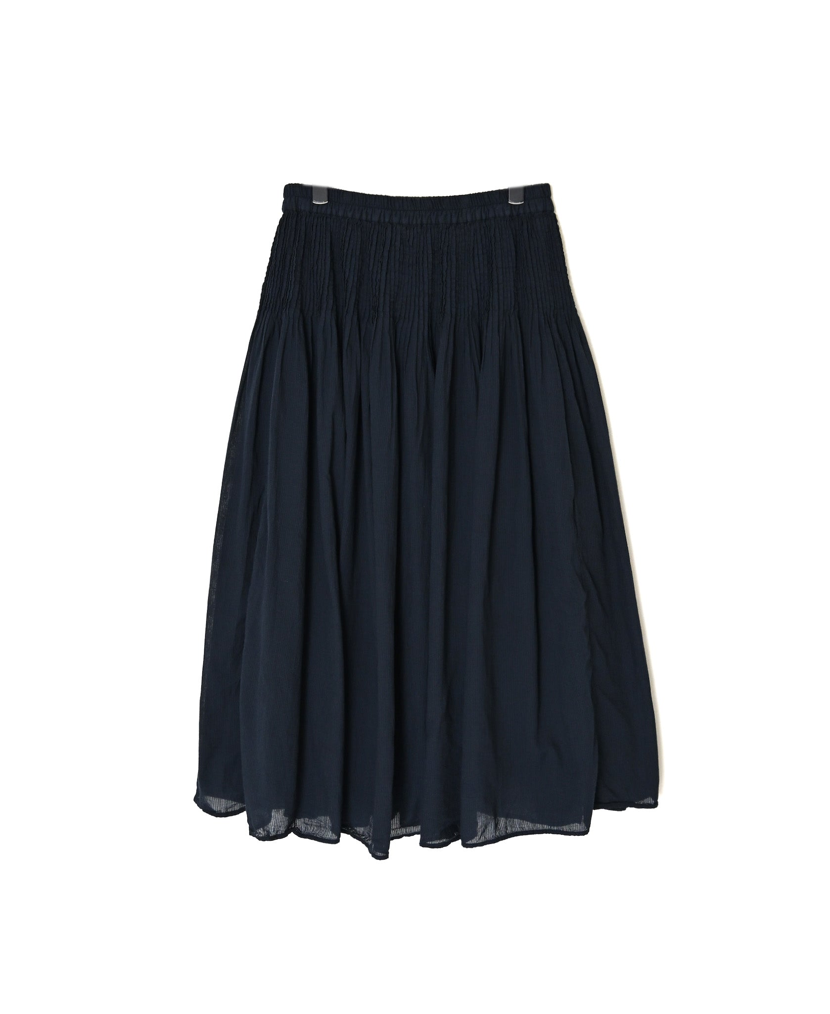 NMDS26515D 80s ORGANIC VOILE STRIPE (OVERDYE) MINI PINTUCK FLARED SKIRT