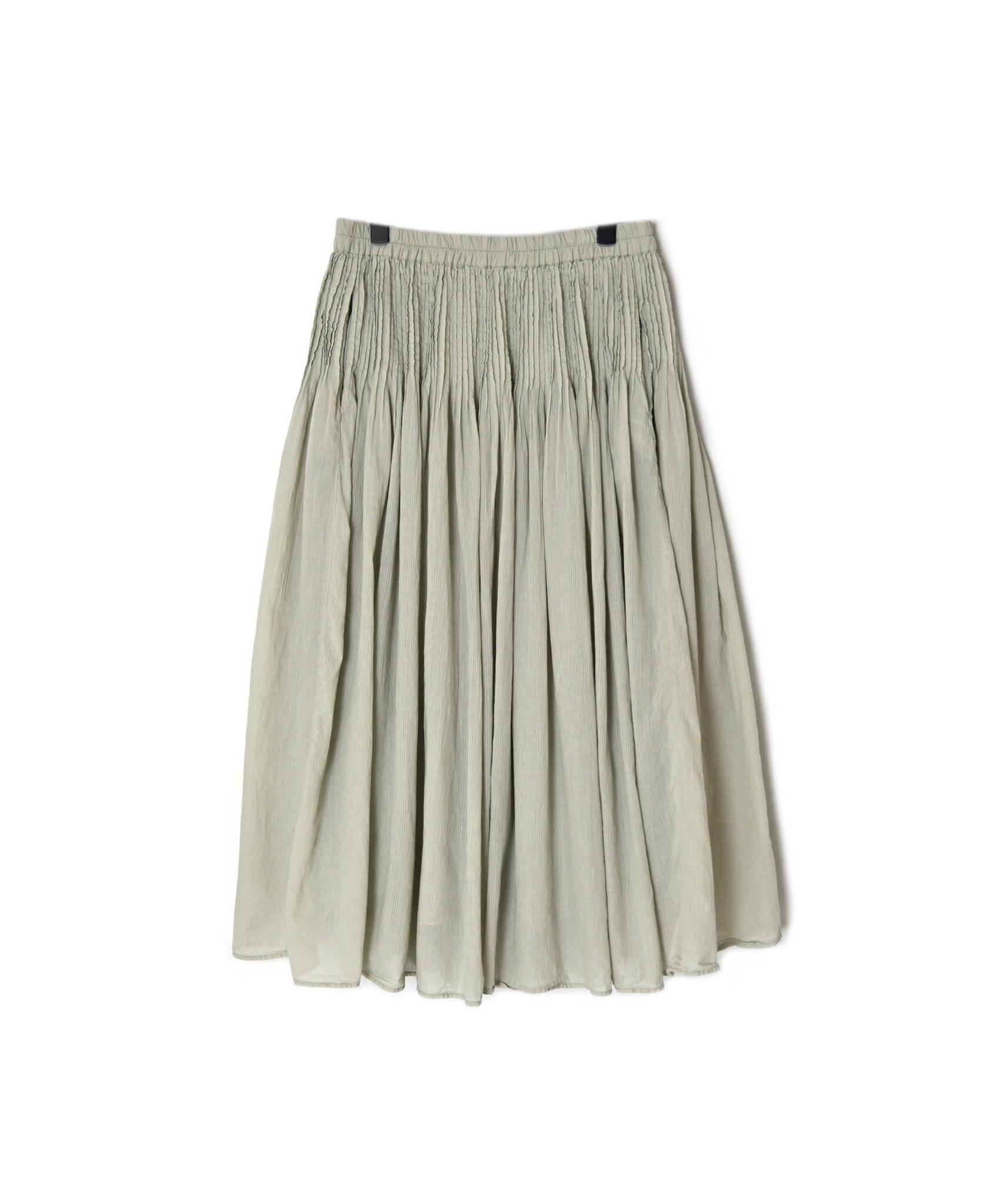 NMDS26515D 80s ORGANIC VOILE STRIPE (OVERDYE) MINI PINTUCK FLARED SKIRT
