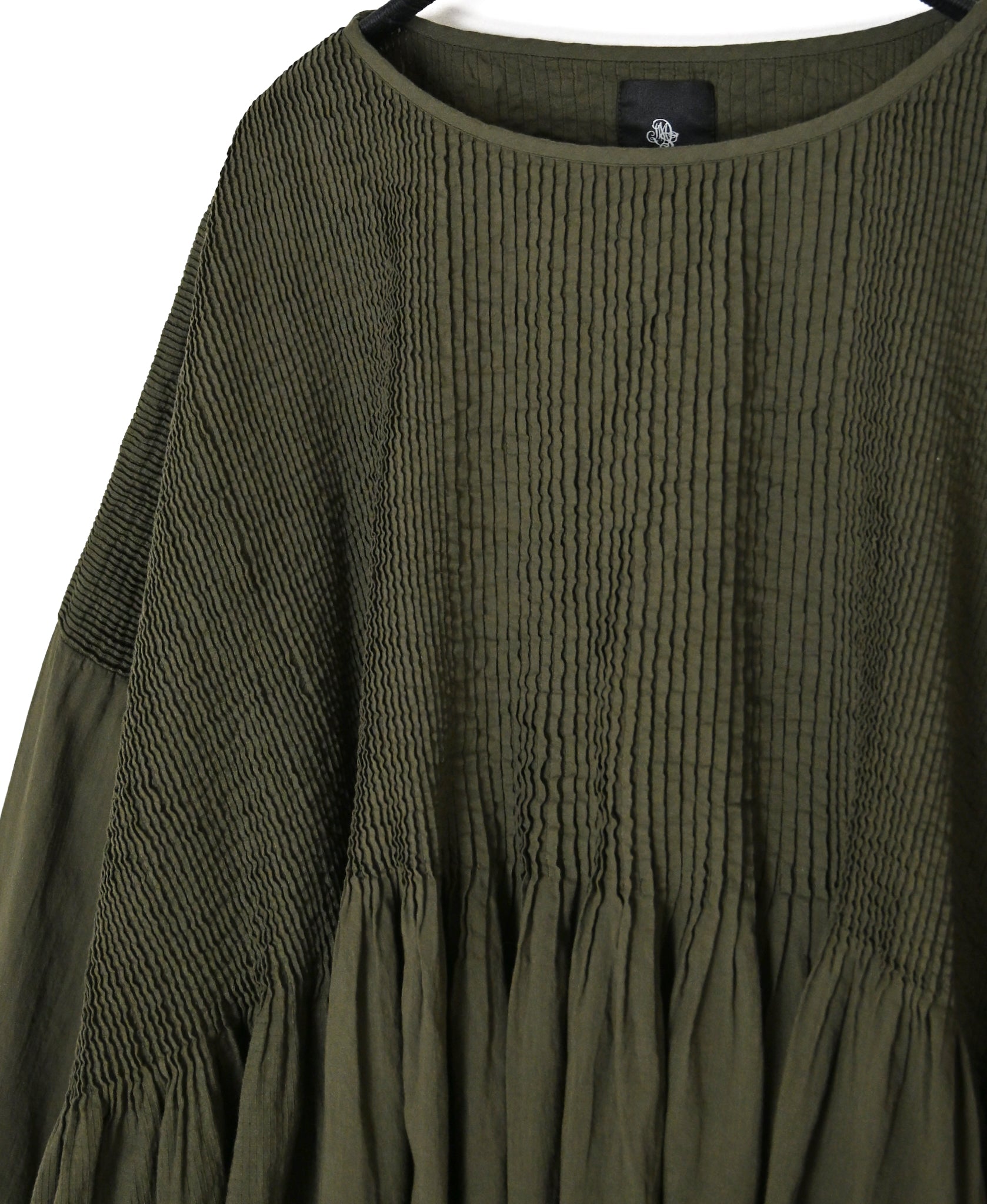 NMDS26601D ORGANIC MICRO CHECK&VOILE PLAIN PATCHWORK OVERDYE MINI PINTUCK PULLOVER