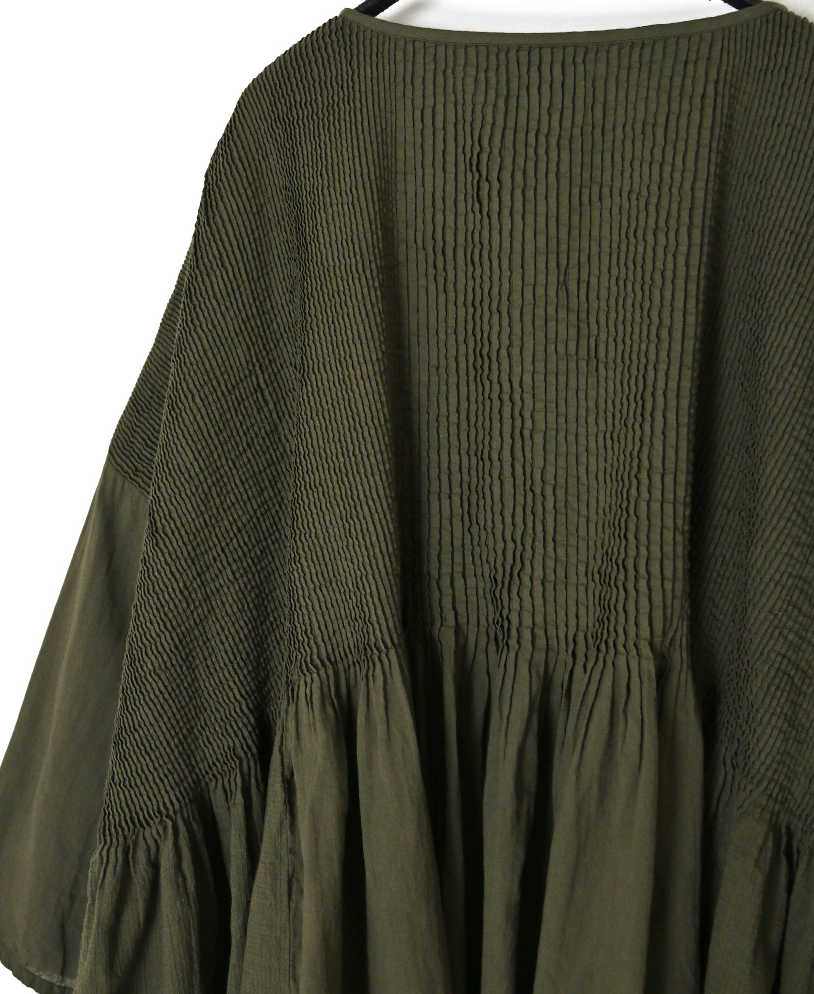NMDS26601D ORGANIC MICRO CHECK&VOILE PLAIN PATCHWORK OVERDYE MINI PINTUCK PULLOVER
