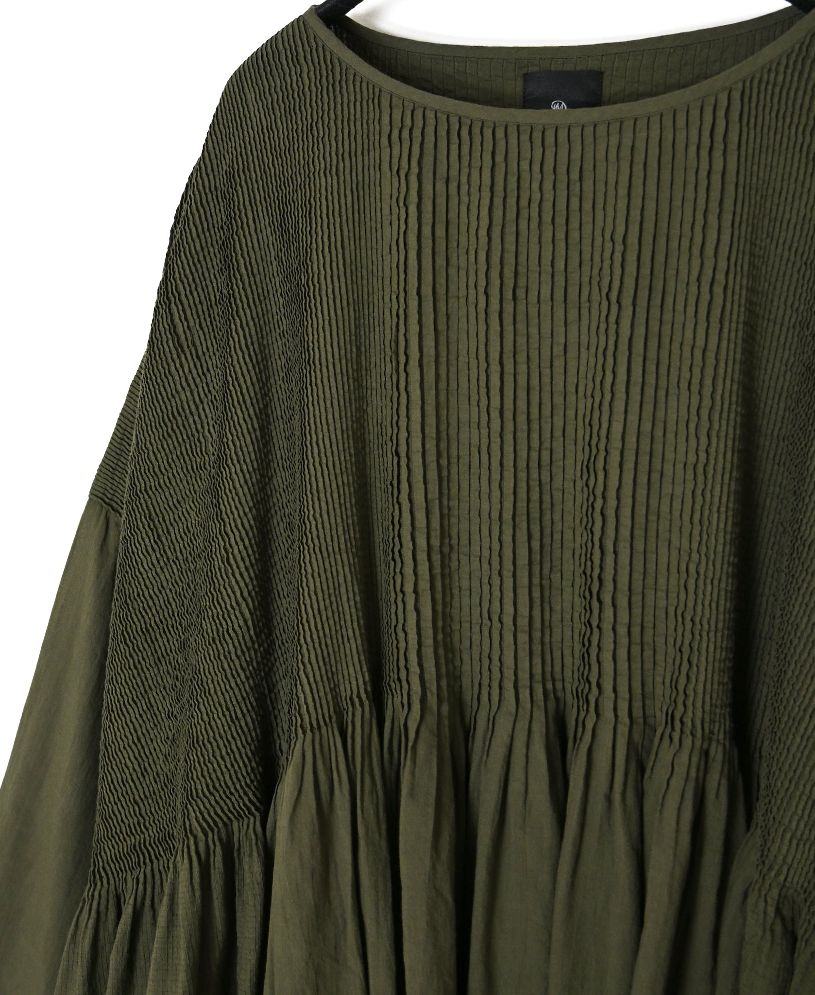 NMDS26602D ORGANIC MICRO CHECK&VOILE PLAIN PATCHWORK OVERDYE PINTUCK PULLOVER DRESS