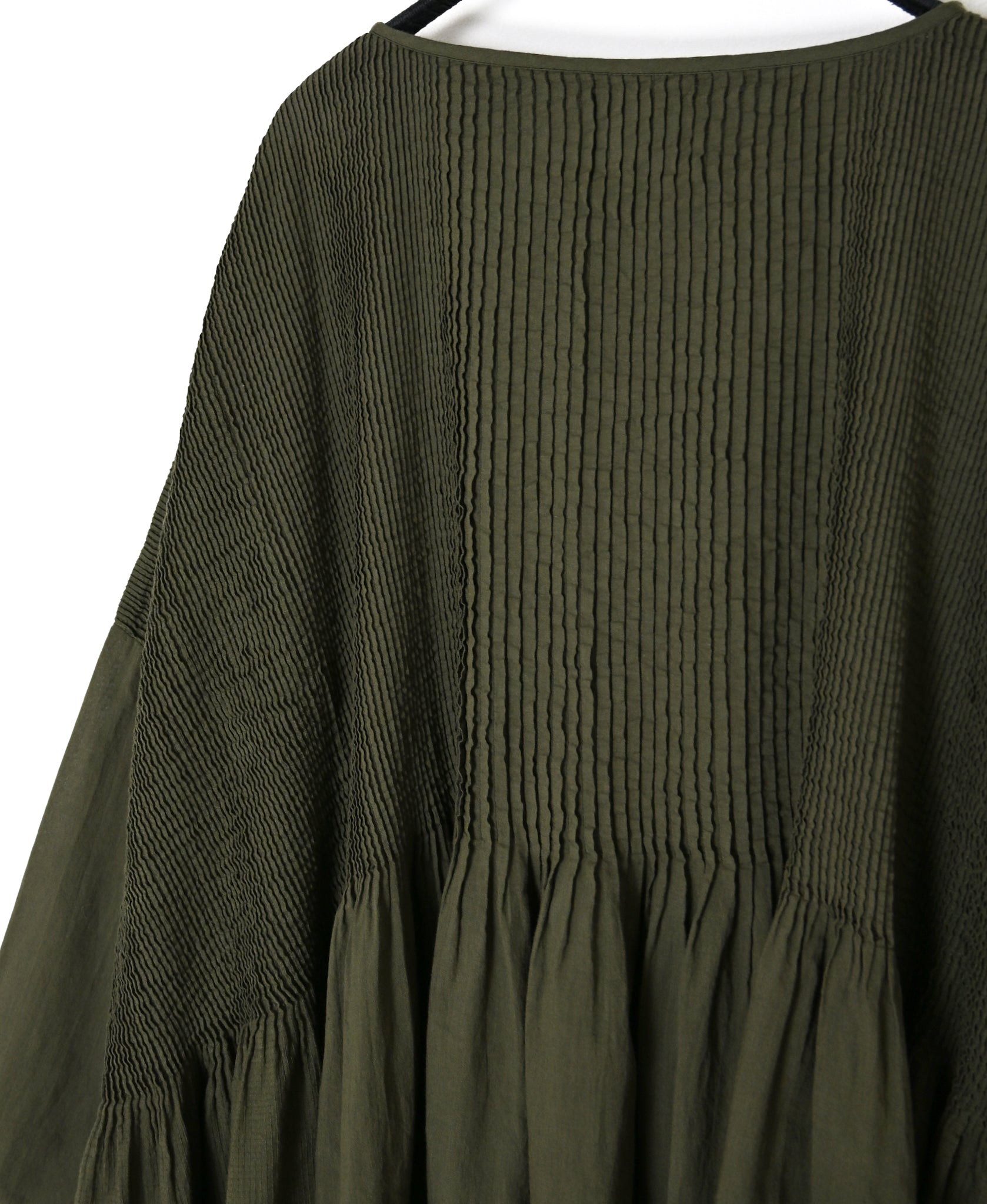 NMDS26602D ORGANIC MICRO CHECK&VOILE PLAIN PATCHWORK OVERDYE PINTUCK PULLOVER DRESS