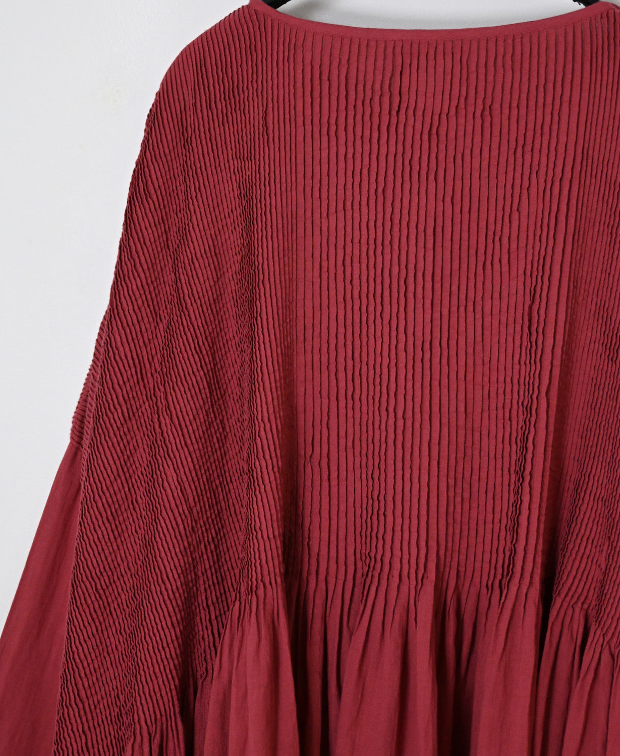 NMDS26602D ORGANIC MICRO CHECK&VOILE PLAIN PATCHWORK OVERDYE PINTUCK PULLOVER DRESS