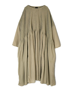 NMDS26602D ORGANIC MICRO CHECK&VOILE PLAIN PATCHWORK OVERDYE PINTUCK PULLOVER DRESS