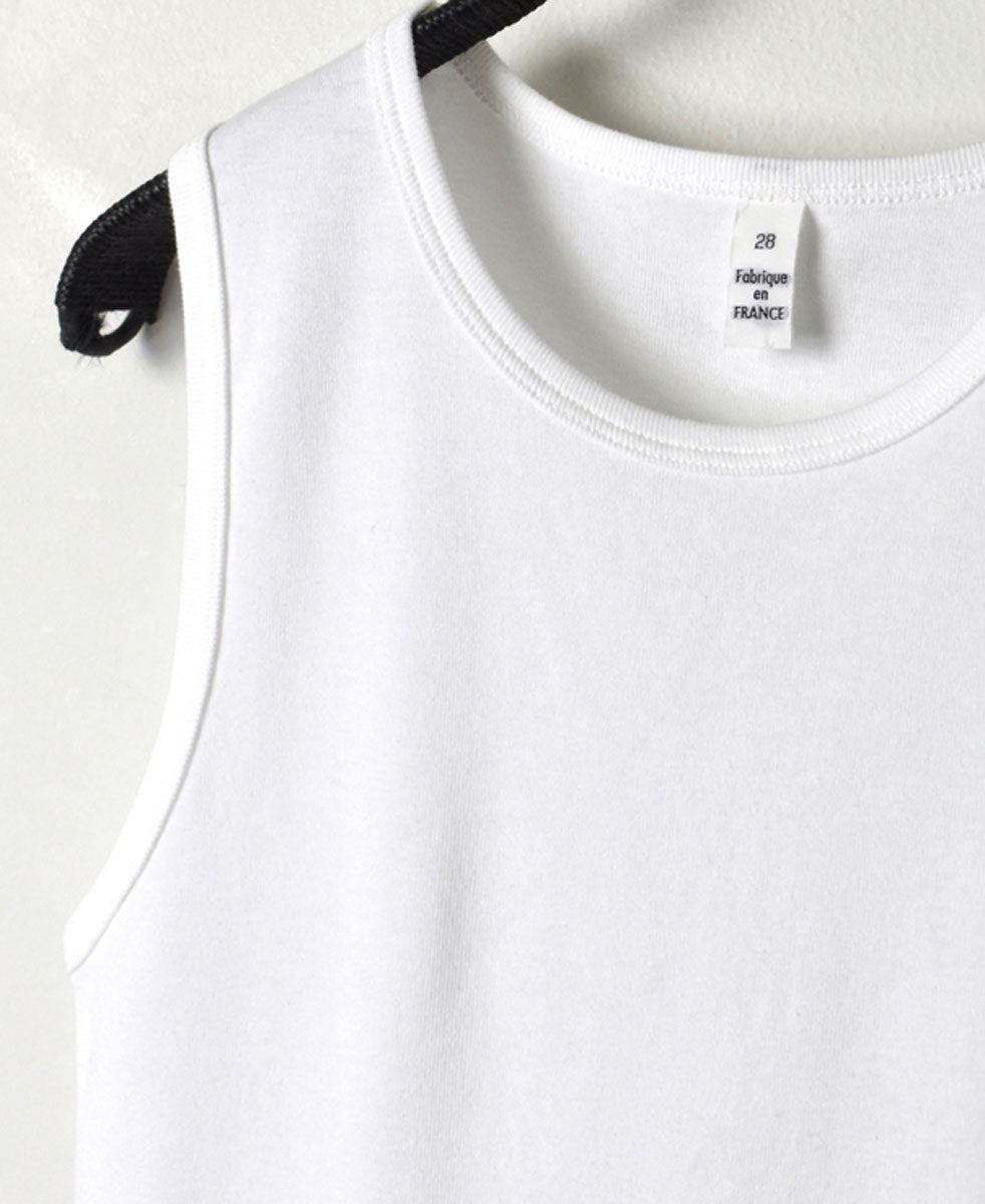 NMF1801 COTTON PEIGNE CREW-NECK SLEEVELESS