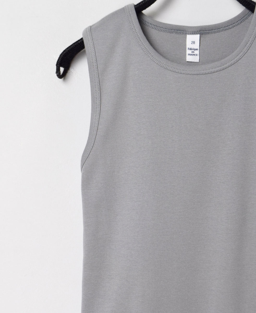 NMF1801 COTTON PEIGNE CREW-NECK SLEEVELESS