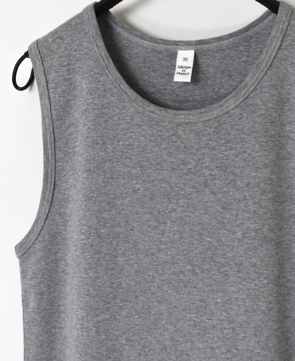 NMF1801 COTTON PEIGNE CREW-NECK SLEEVELESS