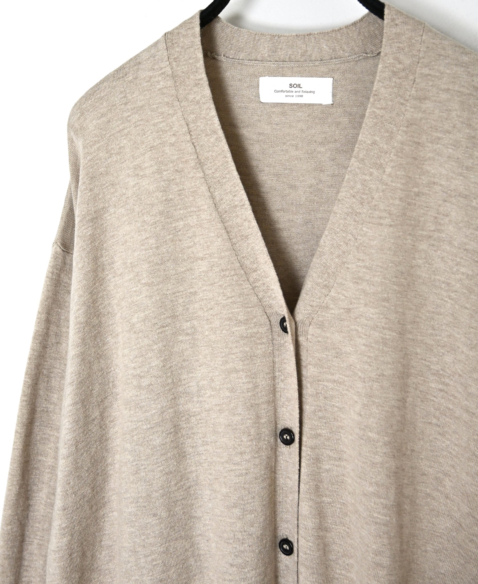 NNSL26503 14GG PLAIN STITCH COTTON/NYLON/SILK V-NECK CARDIGAN