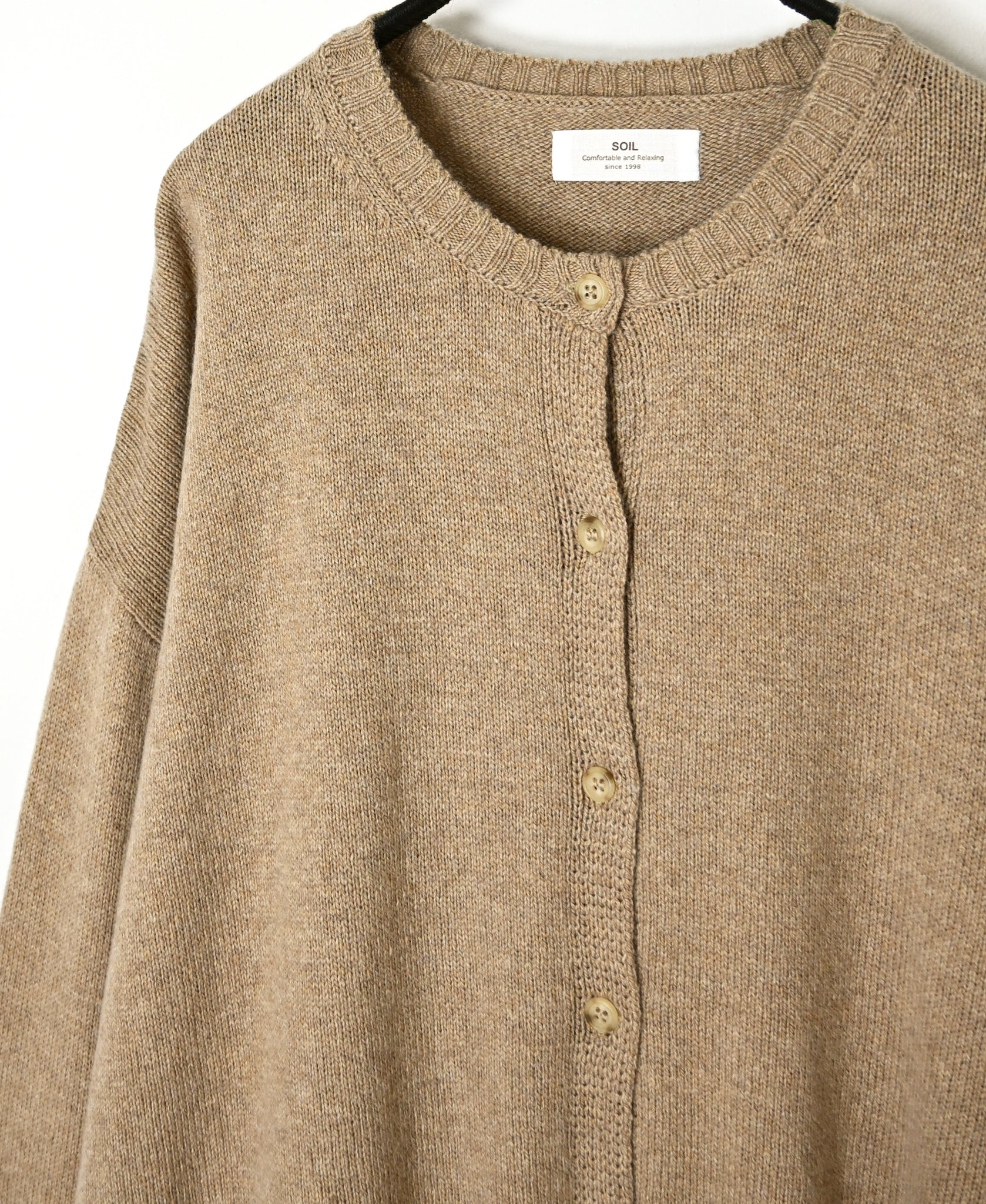 NNSL26513 7GG PLAIN STITCH NYLON/COTTON/WOOL CREW-NECK CARDIGAN