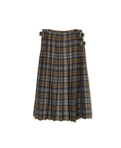 NOD0853 WORSTED WOOL LOW WAIST PLEATS WRAP SKIRT LENGTH 80cm