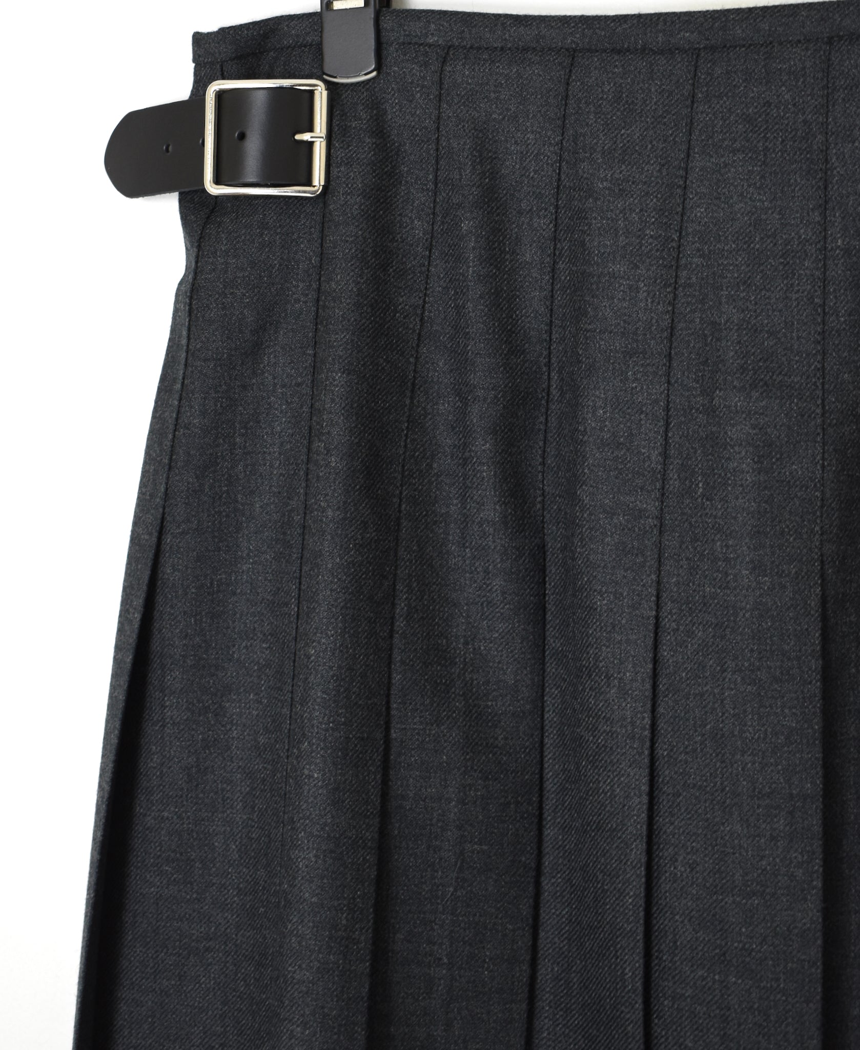 NOD2651 WORSTED WOOL LOW WAIST WIDE PLEATS WRAP SKIRT LENGTH 85cm (WITH PIN)