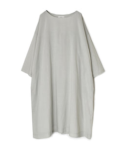 NSL26003 60s CAMBRIC PLAIN CREW-NECK BACK SIDE GATHERED DRESS WITH LINING