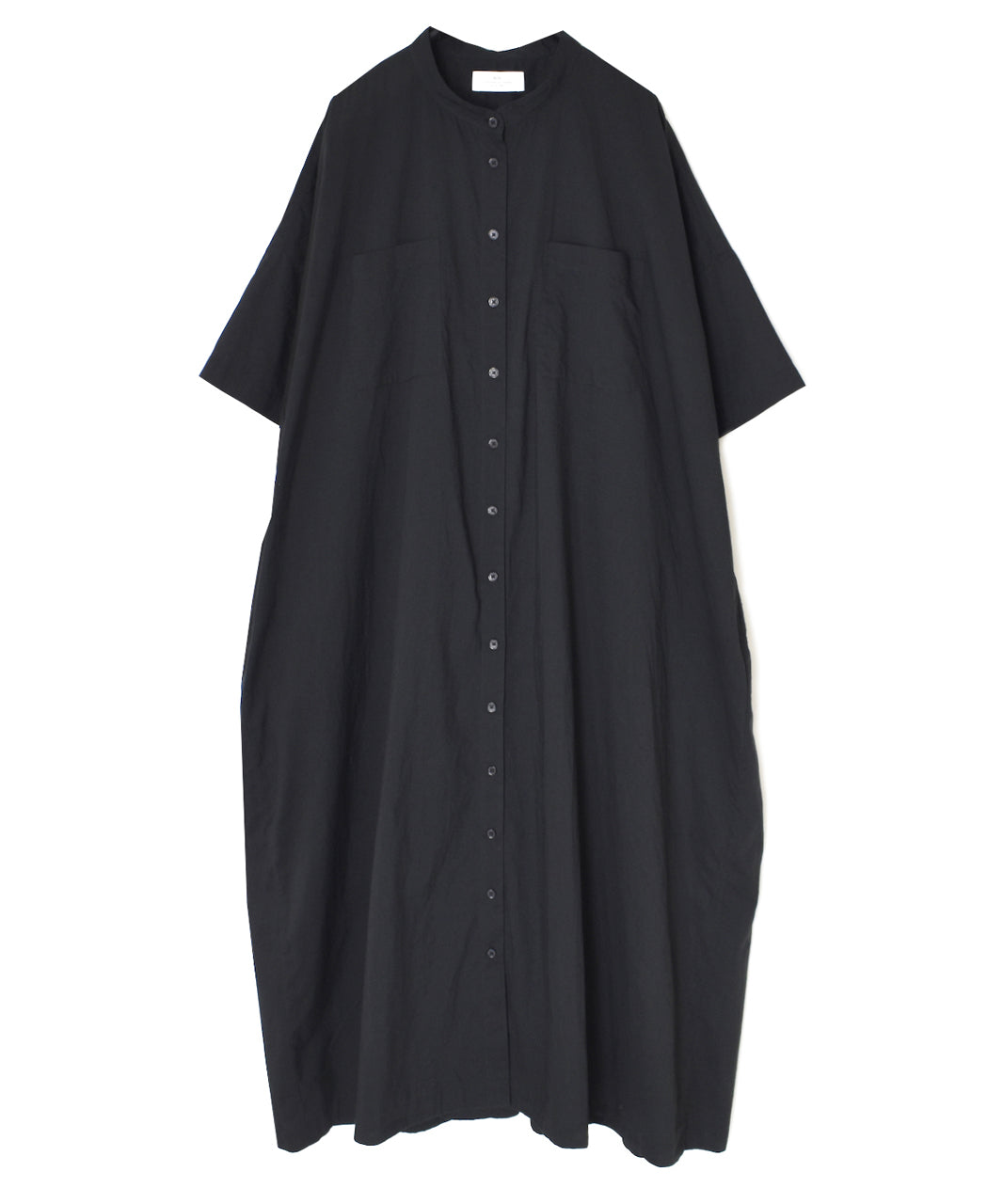 NSL26004 60s CAMBRIC PLAIN BANDED COLLAR BACK SIDE GATHERED DRESS
