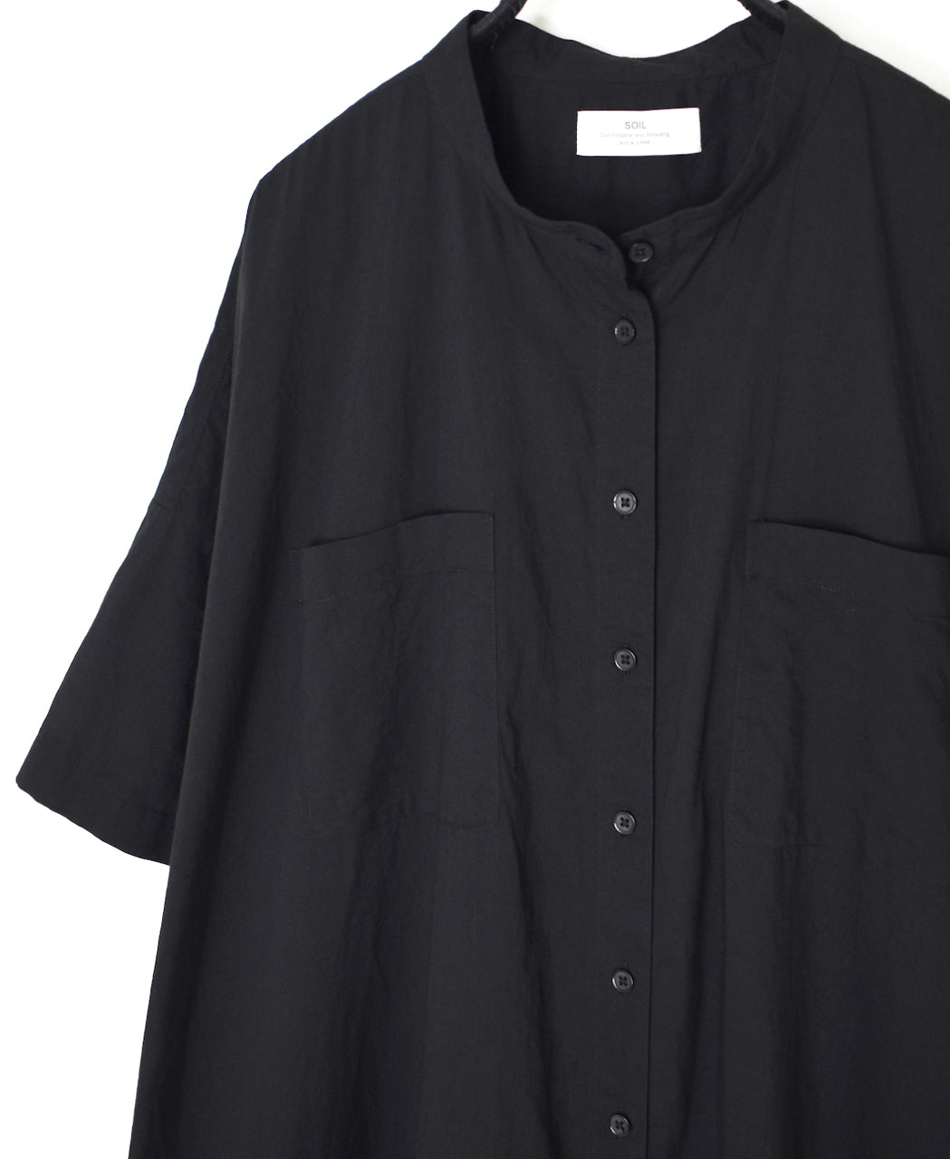 NSL26004 60s CAMBRIC PLAIN BANDED COLLAR BACK SIDE GATHERED DRESS