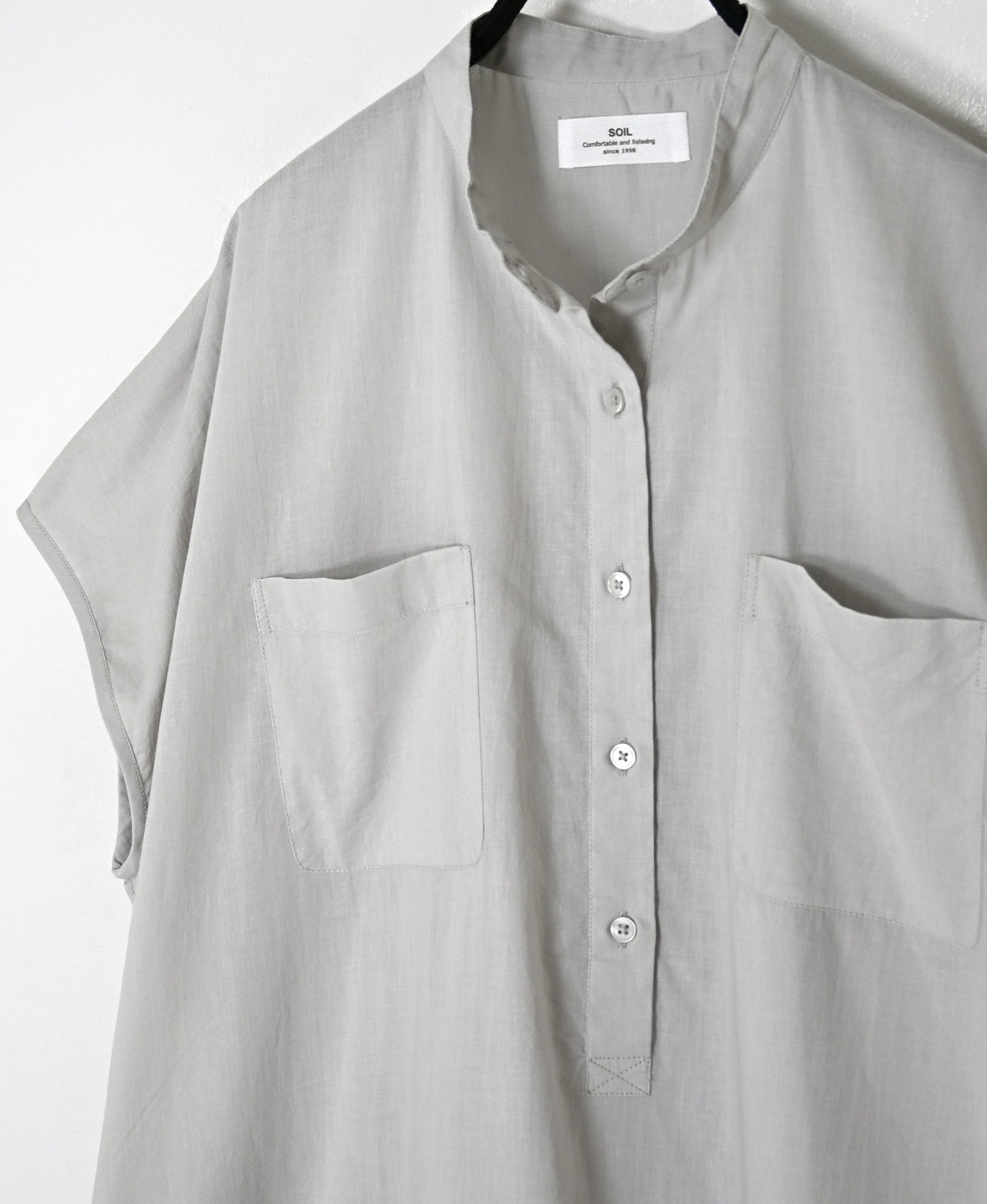 NSL26007 60s CAMBRIC PLAIN BANDED COLLAR FRENCH/SL DRESS