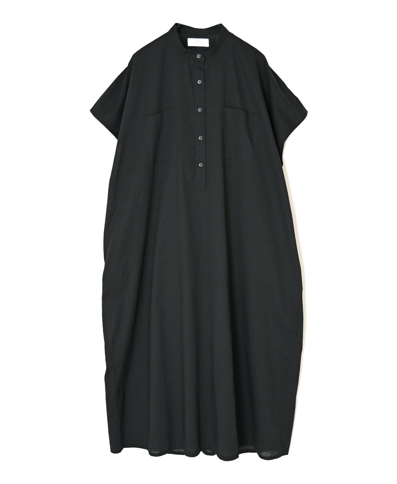 NSL26007 60s CAMBRIC PLAIN BANDED COLLAR FRENCH/SL DRESS