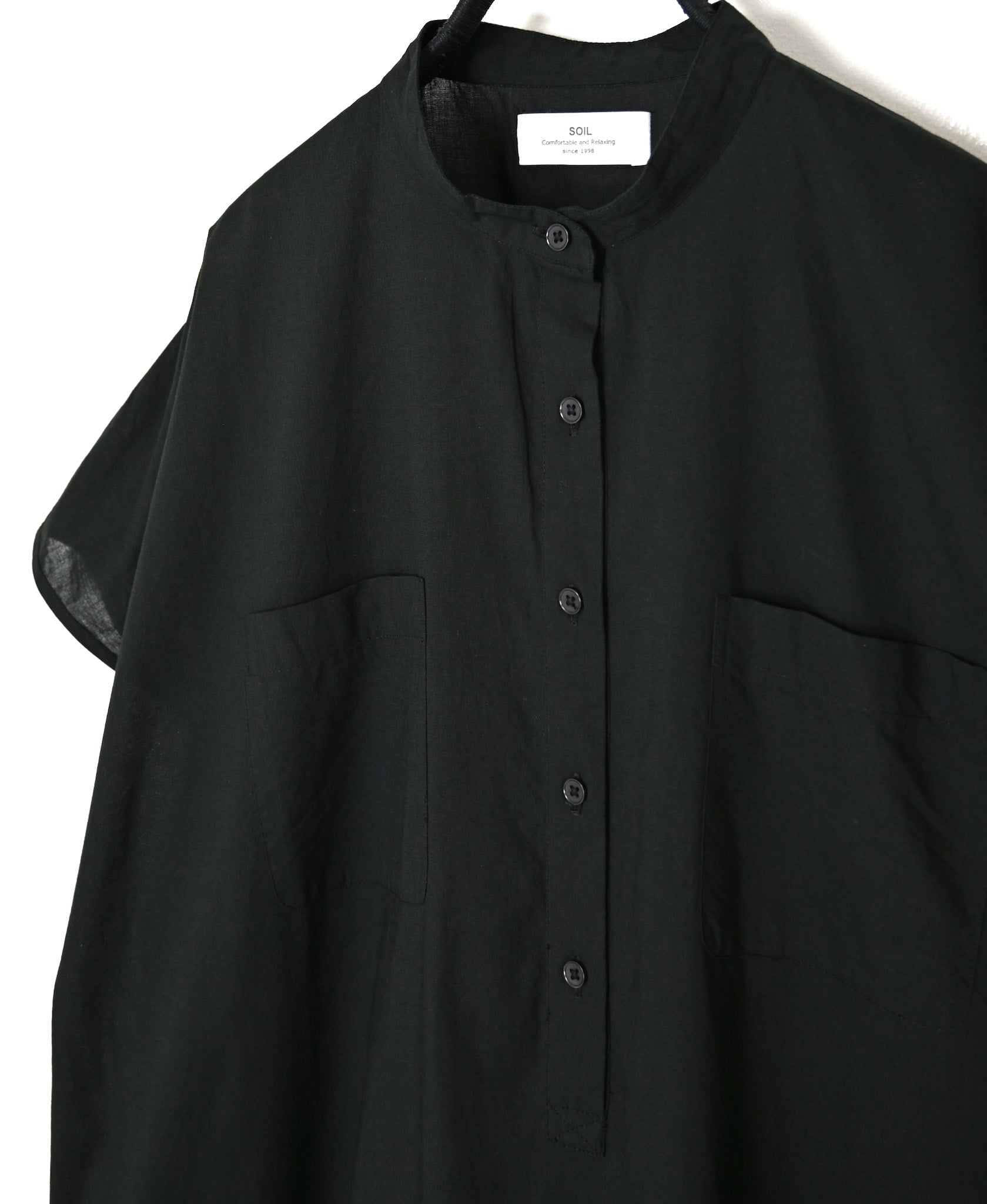 NSL26007 60s CAMBRIC PLAIN BANDED COLLAR FRENCH/SL DRESS