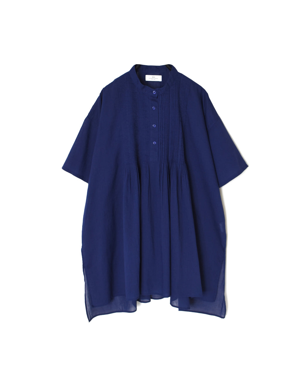 NSL26023 80s COTTON VOILE PLAIN BANDED COLLAR  S/SL PINTUCK SHIRT