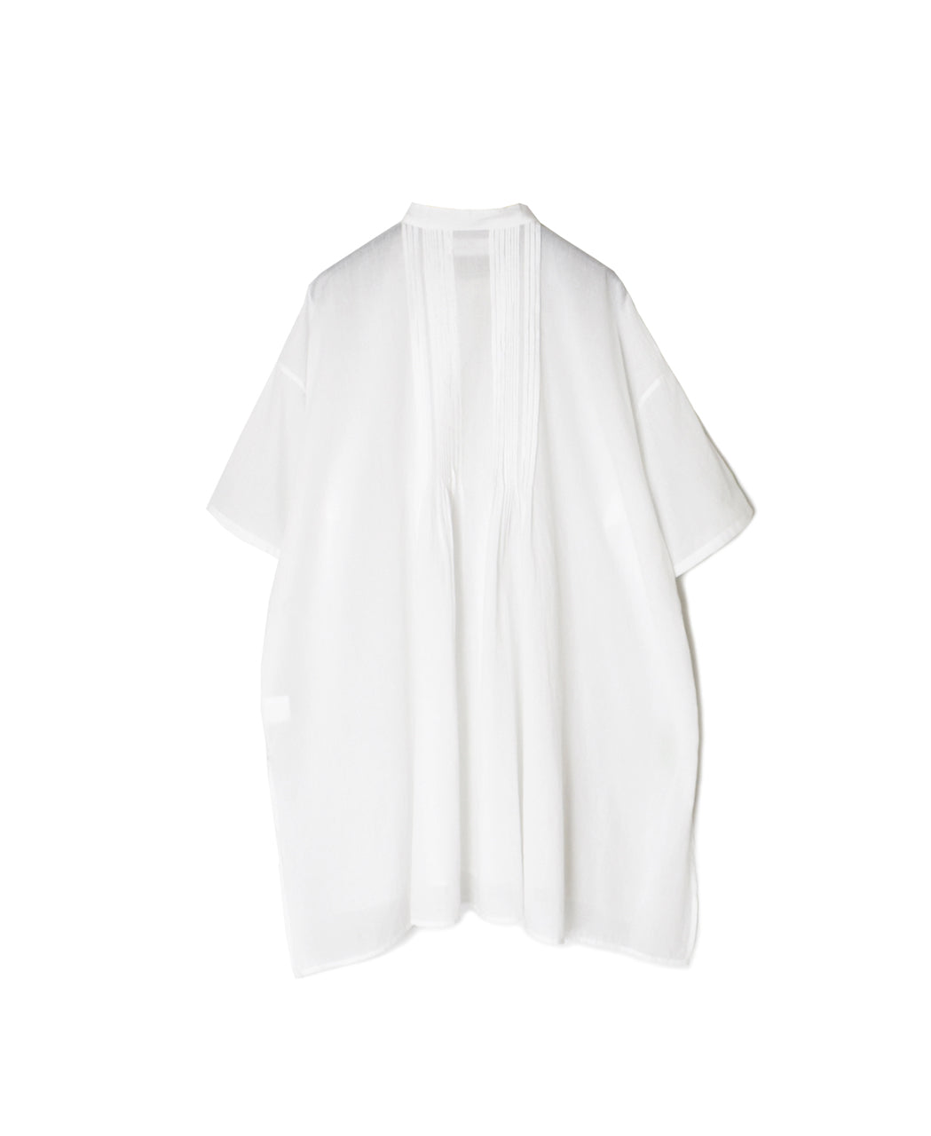 NSL26023 80s COTTON VOILE PLAIN BANDED COLLAR  S/SL PINTUCK SHIRT