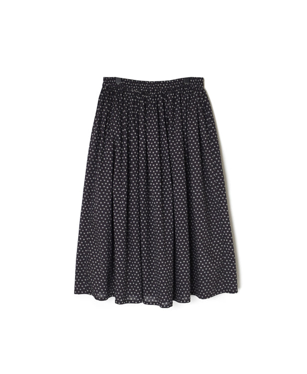 NSL26035 COTTON SLUB SMALL FLOWER PRINT GATHERED SKIRT