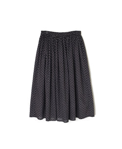 NSL26035 COTTON SLUB SMALL FLOWER PRINT GATHERED SKIRT