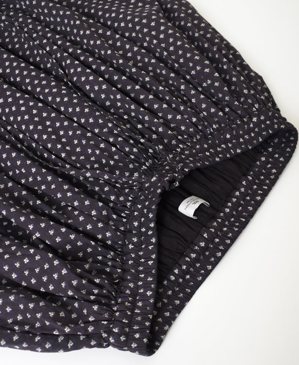 NSL26035 COTTON SLUB SMALL FLOWER PRINT GATHERED SKIRT