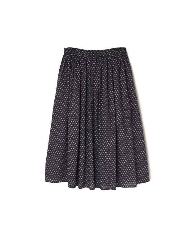 NSL26035 COTTON SLUB SMALL FLOWER PRINT GATHERED SKIRT