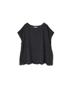 NSL26056 80s COTTON VOILE DOT PRINT HEM FRILL GATHERED SMOCK