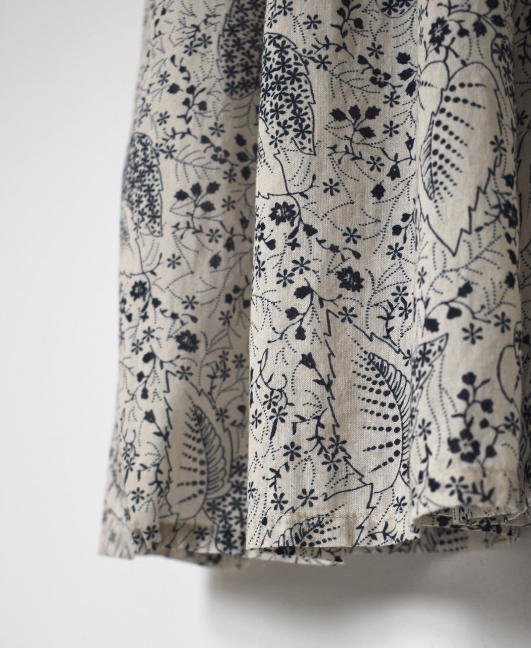 NSL26063 80s VOILE LEAF & FLOWER PRINT REGULAR COLLAR S/SL DRESS