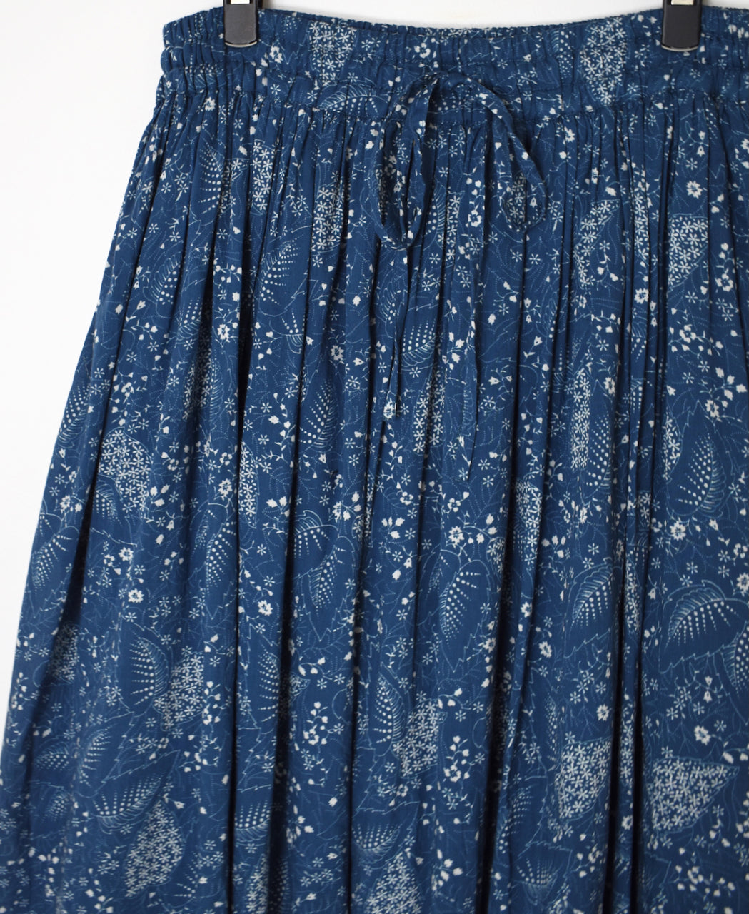 NSL26065 80s VOILE LEAF & FLOWER PRINT GATHERED SKIRT