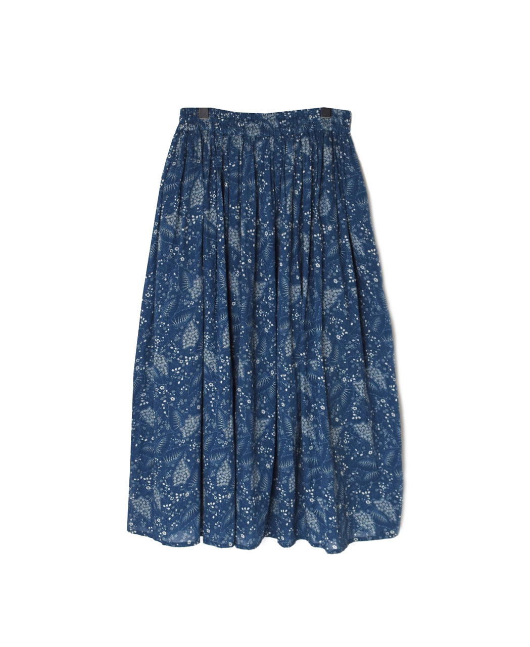 NSL26065 80s VOILE LEAF & FLOWER PRINT GATHERED SKIRT