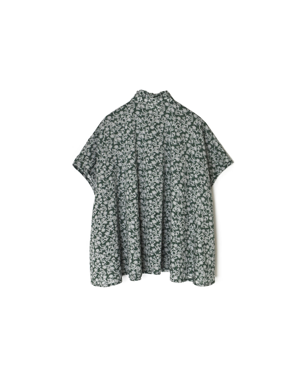 NSL26071 80s VOILE TWO TONE FLOWER PRINT FRILL COLLAR FRENCH/SL SHIRT