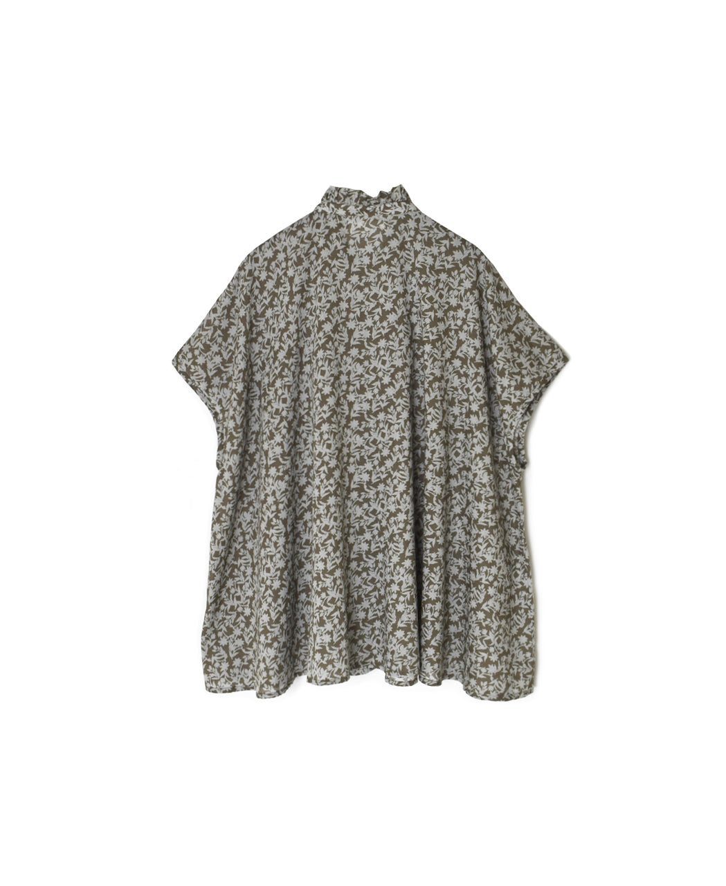 NSL26071 80s VOILE TWO TONE FLOWER PRINT FRILL COLLAR FRENCH/SL SHIRT