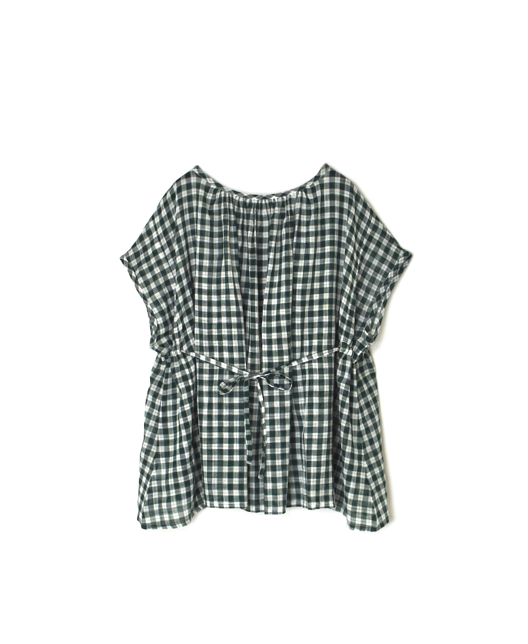 NSL26102 FANCY GINGHAM CHECK GATHERED PATCH WORK SMOCK