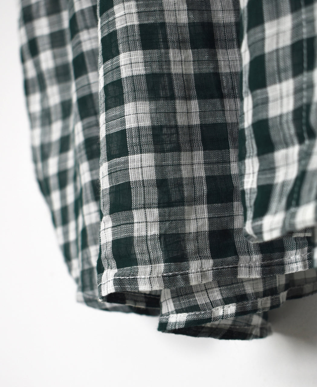 NSL26103 FANCY GINGHAM CHECK BANDED COLLAR GATHER SHIRT DRESS