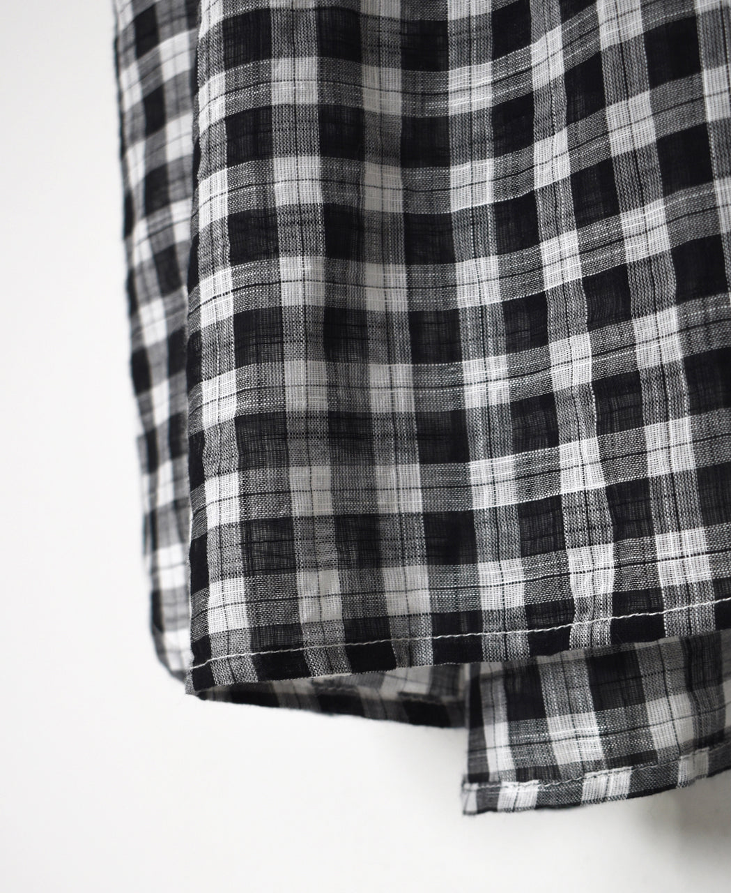 NSL26103 FANCY GINGHAM CHECK BANDED COLLAR GATHER SHIRT DRESS