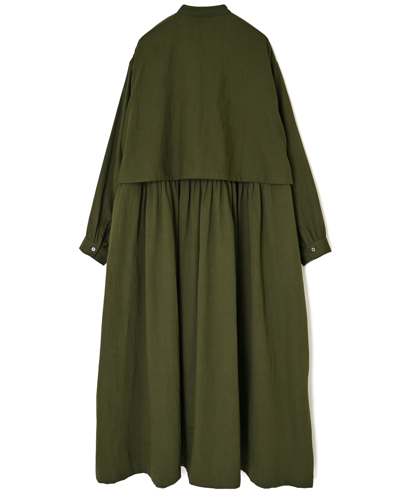 NSL26562 COTTON SATIN PLAIN BANDED COLLAR LAYERED DRESS